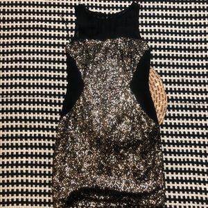 Aidan Mattox sequin metallic sheath Dress